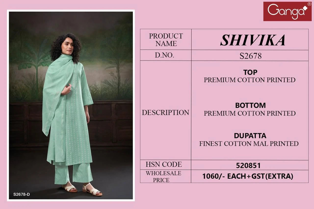 Ganga Shivika 2678 Premium Cotton Printed Wholesale Fancy Printed Salwar Suit Catalog — Wholesale Salwar Suits, Ganga wholesale from Surat - Gallery Image 5